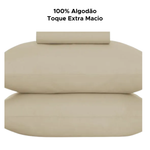 Jogo De Cama De Casal Super Cotton Simples Liso Com Elast 3 Peças