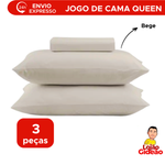 Jogo De Cama Super Cotton Simples Liso Com elast Queen 3 Peças Bege