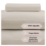 Jogo De Cama Super Cotton Simples Liso Com elast Queen 3 Peças Bege