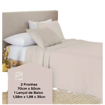 Jogo De Cama Super Cotton Simples Liso Com elast Queen 3 Peças Bege