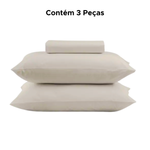 Jogo De Cama Super Cotton Simples Liso Com elast Queen 3 Peças Bege