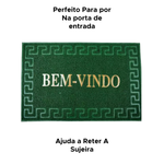 Tapete Bem Vindo Capacho entrada Emborrachado Antiderrapante Para Porta De Casa 38cm x 58cm