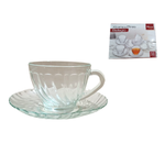 Jogo De Xícaras E Pires De Vidro Kit Com 12 Peças Para Chá Café Bellagio 210ml