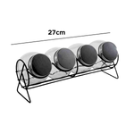 Conjunto De Porta Tempero Com 4 Potes Vidro E Suporte Preto 170ml