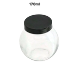 Conjunto De Porta Tempero Com 4 Potes Vidro E Suporte Preto 170ml