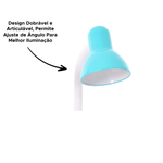 Abajur Luminária Flexível Dobrável Articulável Mesa Base Com Suporte Para Celular Bivolt Aço Inoxidável