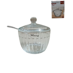 Açucareiro De Vidro Com Tampa e Colher Porta Açúcar 9cm 240ml