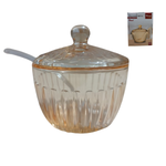 Açucareiro De Vidro Com Tampa e Colher Porta Açúcar 9cm 240ml