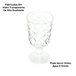 Taças De Vidro Transparente Para Vinho Água Drinks 260ml 8cm x 15cm