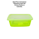 Pote 500ML Verde Para Conservar Alimentos Organizador Para Cozinha Geladeira Retangular