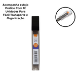 Ponta Para Lapiseira Estojo Grafite 2B 5mm Com 12 Unidade Ponta Fina Escola Refil