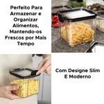 Pote Hermético Organizador De Alimento Tempero Cozinha Slim Em Acrílico Com Trava Na Tampa 800ml