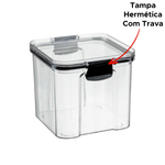 Pote Hermético Organizador De Alimento Tempero Cozinha Slim Em Acrílico Com Trava Na Tampa 800ml