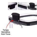 Pote Hermético Organizador Tampa Com Trava Para Alimento Cozinha Slim Em Acrílico 500ml