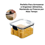 Pote Hermético Organizador Tampa Com Trava Para Alimento Cozinha Slim Em Acrílico 500ml