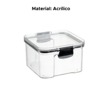 Pote Hermético Organizador Tampa Com Trava Para Alimento Cozinha Slim Em Acrílico 500ml