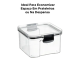 Pote Hermético Organizador Tampa Com Trava Para Alimento Cozinha Slim Em Acrílico 500ml