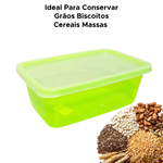 Pote Organizador Neon Verde Retangular Plástico Para Alimentos Armazenar Cozinha Restaurante 1500ml