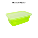 Pote Organizador Neon Verde Retangular Plástico Para Alimentos Armazenar Cozinha Restaurante 1500ml
