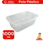 Pote Organizador c/ Tampa Alimentos Transparente De Plástico 1000ml Para Armazenar Cozinha Retângula