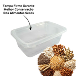 Pote Organizador c/ Tampa Alimentos Transparente De Plástico 1000ml Para Armazenar Cozinha Retângula