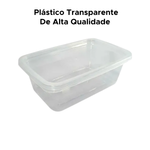 Pote Organizador c/ Tampa Alimentos Transparente De Plástico 1000ml Para Armazenar Cozinha Retângula