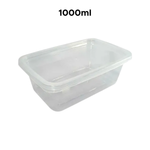 Pote Organizador c/ Tampa Alimentos Transparente De Plástico 1000ml Para Armazenar Cozinha Retângula