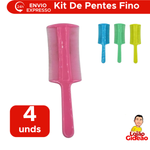 Kit Com 4 Unidades Pentes Finos Com Cabo Cabelo Para Remoção De Piolhos E Lêndeas