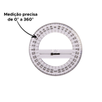 Régua Redonda Transferidor 360 Cristal Material Escolar Geométrico Transparente Artesanato
