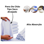Pano De Chão Saco Alvejado Resistente Branco Limpeza Piso Sala Quarto Cozinha 40cm x 60cm