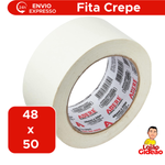 Fita Crepe Larga Para Pintura Residencial Para Escolar Escritório 48mmx50m Fácil Remoção Uso Geral