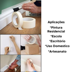Fita Crepe Larga Para Pintura Residencial Para Escolar Escritório 48mmx50m Fácil Remoção Uso Geral