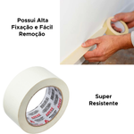 Fita Crepe Larga Para Pintura Residencial Para Escolar Escritório 48mmx50m Fácil Remoção Uso Geral