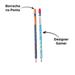 Kit Escolar Com 4 Peças Player Gamer 2 Lápis HB + Borracha + Apontador Papelaria Material Infantil