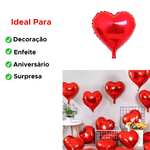 Balão de Coração Inflável 45cm Vermelho Metalizado Fosco Festa, Decoração, Enfeite, Aniversário Romântico