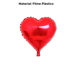 Balão de Coração Inflável 45cm Vermelho Metalizado Fosco Festa, Decoração, Enfeite, Aniversário Romântico