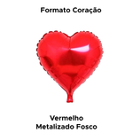 Balão de Coração Inflável 45cm Vermelho Metalizado Fosco Festa, Decoração, Enfeite, Aniversário Romântico