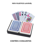Kit 2 Baralhos De Plastico Impermeável Não Rasga Completo Para Jogar Em Familia