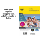 Papel A4 Fotográfico Adesivo 135g 20 Folhas Para Impressora À Prova D'Água Secagem Instantânea