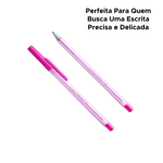 Caneta Esferográfica Rosa Escolar Ponta Fina Universidade Compactor