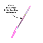 Caneta Esferográfica Rosa Escolar Ponta Fina Universidade Compactor
