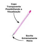 Caneta Esferográfica Rosa Escolar Ponta Fina Universidade Compactor
