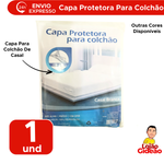 Capa Protetora De Colchão Casal TNT Com Zíper 100% Polipropileno 1,38m x 1,88m x 18cm Anti-Ácaro