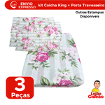 Kit 1 Colcha King + 2 Portas Travesseiros 60% Algodão