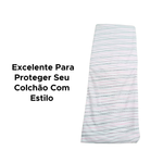 Capa Protetora Para Colchão De Casal Listrada Com Zíper 100% Poliéster