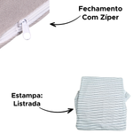 Capa Protetora Para Colchão De Casal Listrada Com Zíper 100% Poliéster