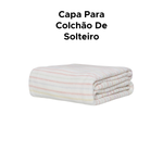 Capa Protetora Para Colchão Listrado Solteiro Com Zíper 100 % Poliéster 1,90m x 90cm x 25cm Sortido