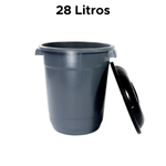 Cesto De Lixo Organizador 28 Litros Lixeira Com Tampa E Alça Lixão Plástico Resistente Cozinha Banheiro Área De Serviço