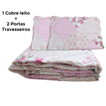 Kit Cobre Leito Ultra Lisse Casal 2,10m x 2,30m Com 2 Porta Travesseiros 50cm x 70cm Rolinho Sortido 100% Poliéster