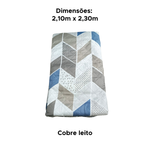 Kit Cobre Leito Ultra Lisse Casal 2,10m x 2,30m Com 2 Porta Travesseiros 50cm x 70cm Rolinho Sortido 100% Poliéster